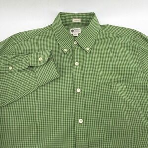 J.Crew Mens Tailored Fit Washed Casual Button Down Shirt Green Check M